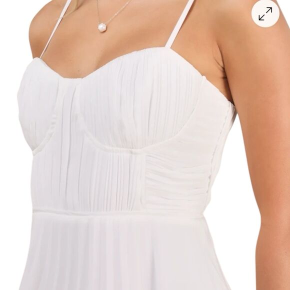 Lulus Cascading Crush Midi Dress Womens S Tiered Pleated Bustier Cocktail NWT - Picture 5 of 8